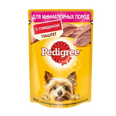 Pedigree Влажный корм для взрослых собак миниатюрных пород, паштет с говядиной, 80г