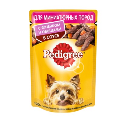 Pedigree Влажный корм для взрослых собак миниатюрных пород, с ягненком и овощами в соусе, 85г