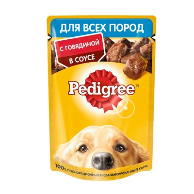 Pedigree Влажный корм для взрослых собак всех пород, с говядиной в соусе, 85г