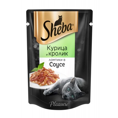 Sheba  Влажный корм для кошек Ломтики в соусе с курицей и кроликом, 85г