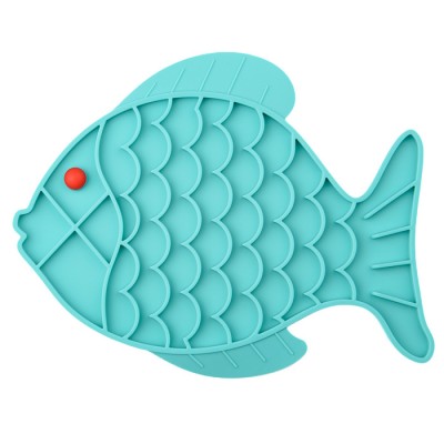Mr.Kranch Лизательный коврик для медленного поедания силиконовый Рыбка 24,5*19 см голубая