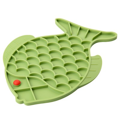 Mr.Kranch Лизательный коврик для медленного поедания силиконовый Рыбка 24,5*19 см зеленая