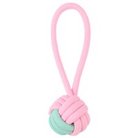 Mr.Kranch Игрушка для собак Мяч из каната на кольцевом шнуре 15*5 см розовая с голубым