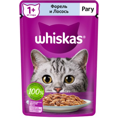 Whiskas Влажный корм для кошек рагу с форелью и лососем, 75г