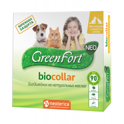 GreenFort NEO БиоОшейник от клещей и насекомых для кошек и мелких собак, 40 см