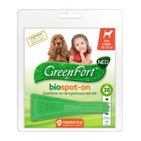GreenFort NEO БиоКапли от клещей и насекомых для собак 10-25 кг, 1,5 мл
