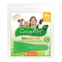 GreenFort NEO БиоКапли от клещей и насекомых для кошек, кроликов и собак до 10 кг, 1 мл