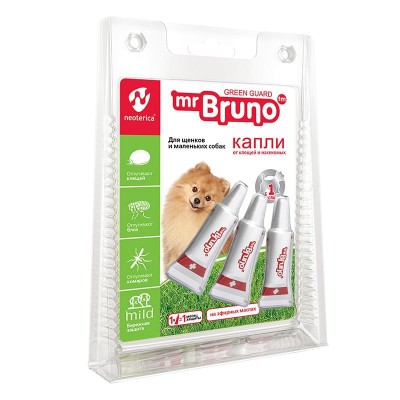 Mr.Bruno-Капли репеллентные для щенков и маленьких собак 1 мл
