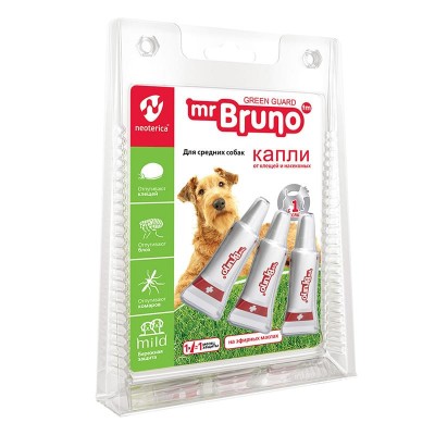 Mr.Bruno-Капли репеллентные для средних собак 2,5 мл
