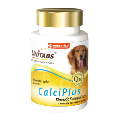 Unitabs CalciPlus Витамины с Q10 для собак, 100таб