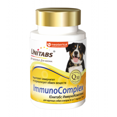 Unitabs ImmunoComplex Витамины с Q10 для крупных собак, 100таб
