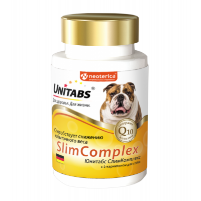 Unitabs SlimComplex Витамины с Q10 для собак, 100таб
