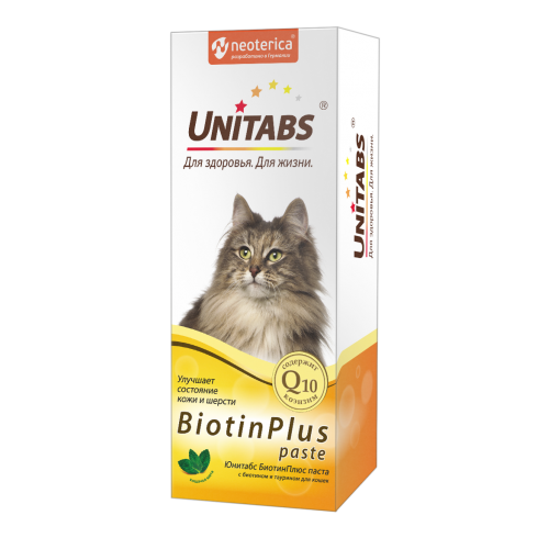 Unitabs BiotinPlus Витамины с Q10 паста для кошек, 120мл