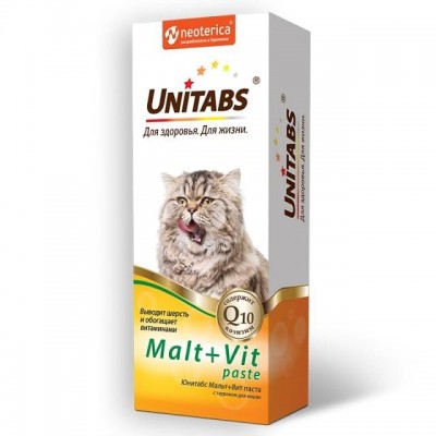 UniTabs витаминная паста для вывода шерсти Malt+Vit, 120 мл
