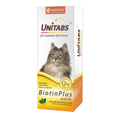Unitabs BiotinPlus Витамины с Q10 для кошек, 120таб