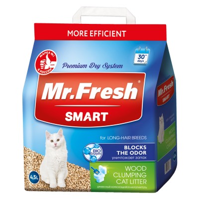 Mr. Fresh Smart Наполнитель для длиннош кошек 4,5л/2,2кг