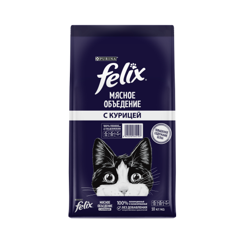 Felix Сухой корм Мясное объедение® для взрослых кошек, с курицей, Мешок, 10 кг