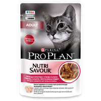 Pro Plan Nutri Savour, нежные кусочки с уткой, в соусе, 85 гр