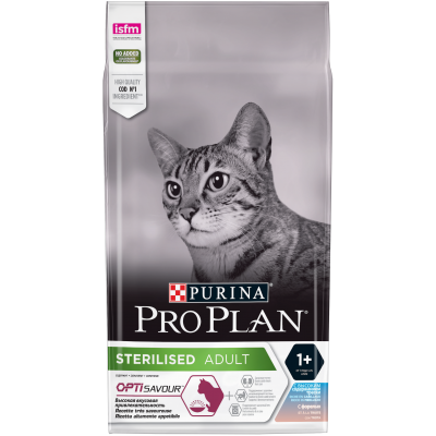 Pro Plan для стерилизованных кошек и кастрированных котов, с высоким содержанием трески и c форелью 1,5 кг