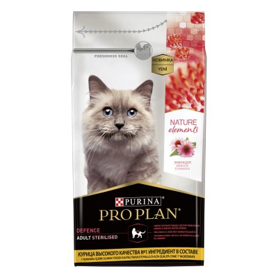 Pro Plan Nature Elements для взрослых стерилизованных кошек и кастрированных котов, с высоким содержанием курицы, 1,4 кг