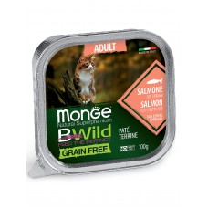 Monge Cat BWild GRAIN FREE беззерновые консервы из лосося с овощами для взрослых кошек 100г