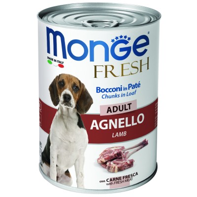 Monge Dog Fresh Chunks in Loaf консервы для взрослых собак мясной рулет ягненок 400г