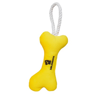 Mr.Kranch Игрушка для собак мелких и средних пород Косточка с канатом 31х9х4см, желтая