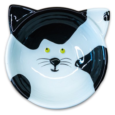 Mr.Kranch Миска керамическая для кошек Мордочка кошки 120 мл черно-белая