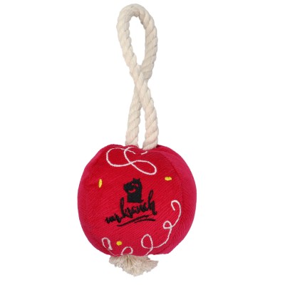 Mr.Kranch Игрушка для собак мелких и средних пород Шарик новогодний с канатом 20х9х9 см, ярко-розовый
