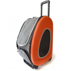 Ibiyaya складная сумка-тележка 3 в 1 для собак до 8 кг (сумка, рюкзак, тележка) оранжевая