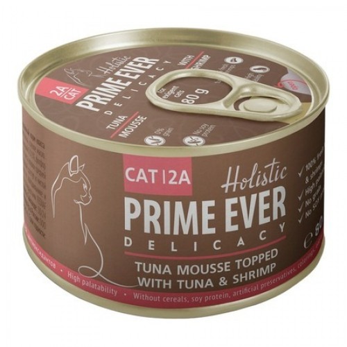 Prime Ever 2A Delicacy Мусс тунец с креветками влажный корм для кошек всех возрастов, 80 гр